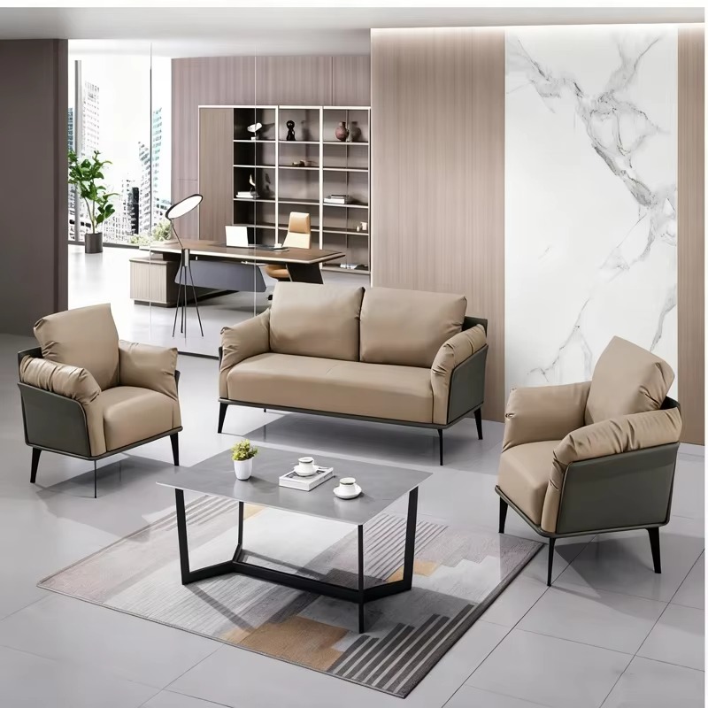 Office Furniture Luxury - Modern Minimalist PU Leather Office Sofa