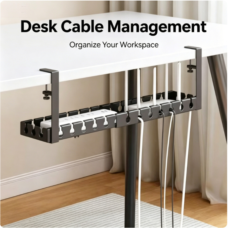 Cable Tray Under Desk - Under Table Telescopic Storage Rack Metal