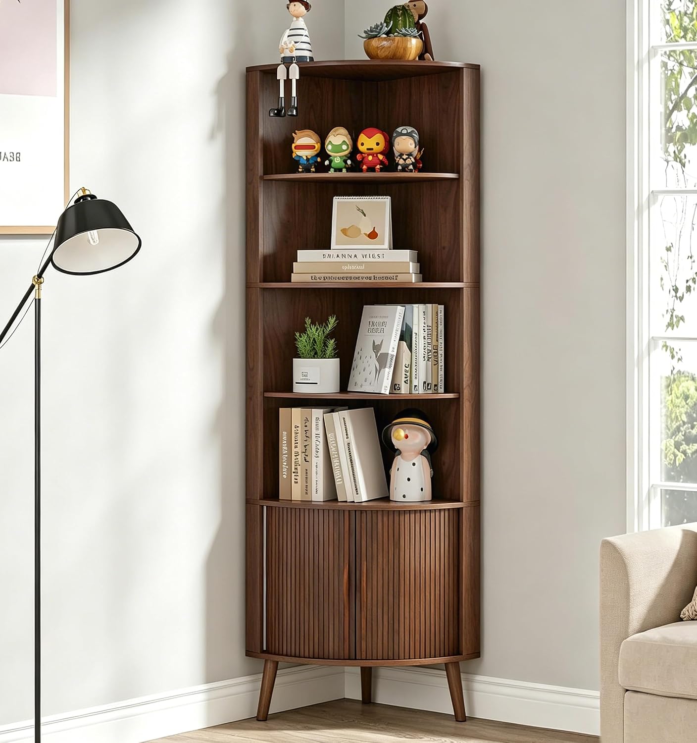 5-Tier Corner Shelf, 66.73''Ta - Bookshelf 5 Tier ulasan dan harga