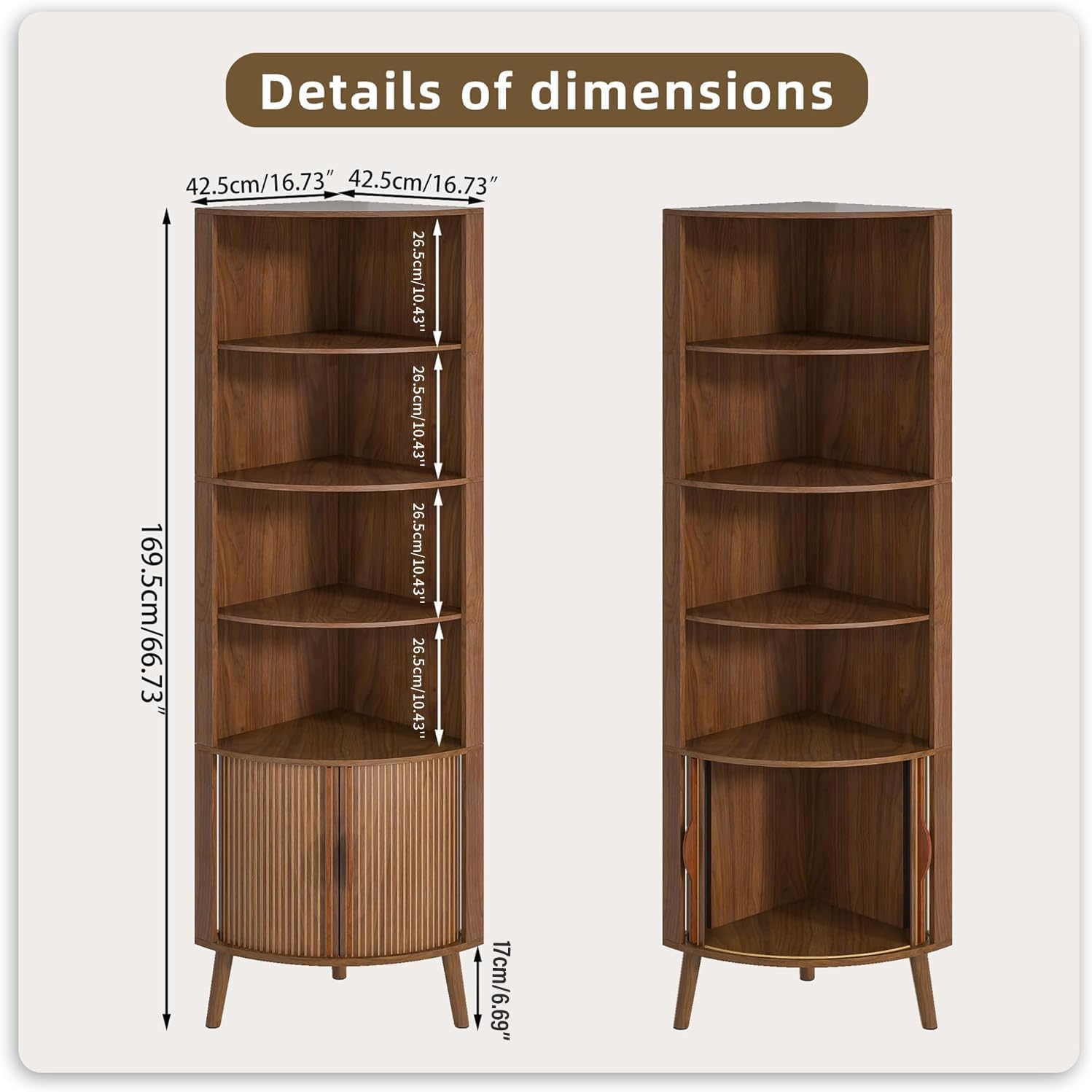 5-Tier Corner Shelf, 66.73''Ta - Bookshelf 5 Tier ulasan dan harga