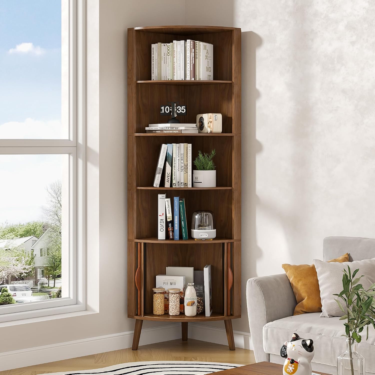5-Tier Corner Shelf, 66.73''Ta - Bookshelf 5 Tier ulasan dan harga