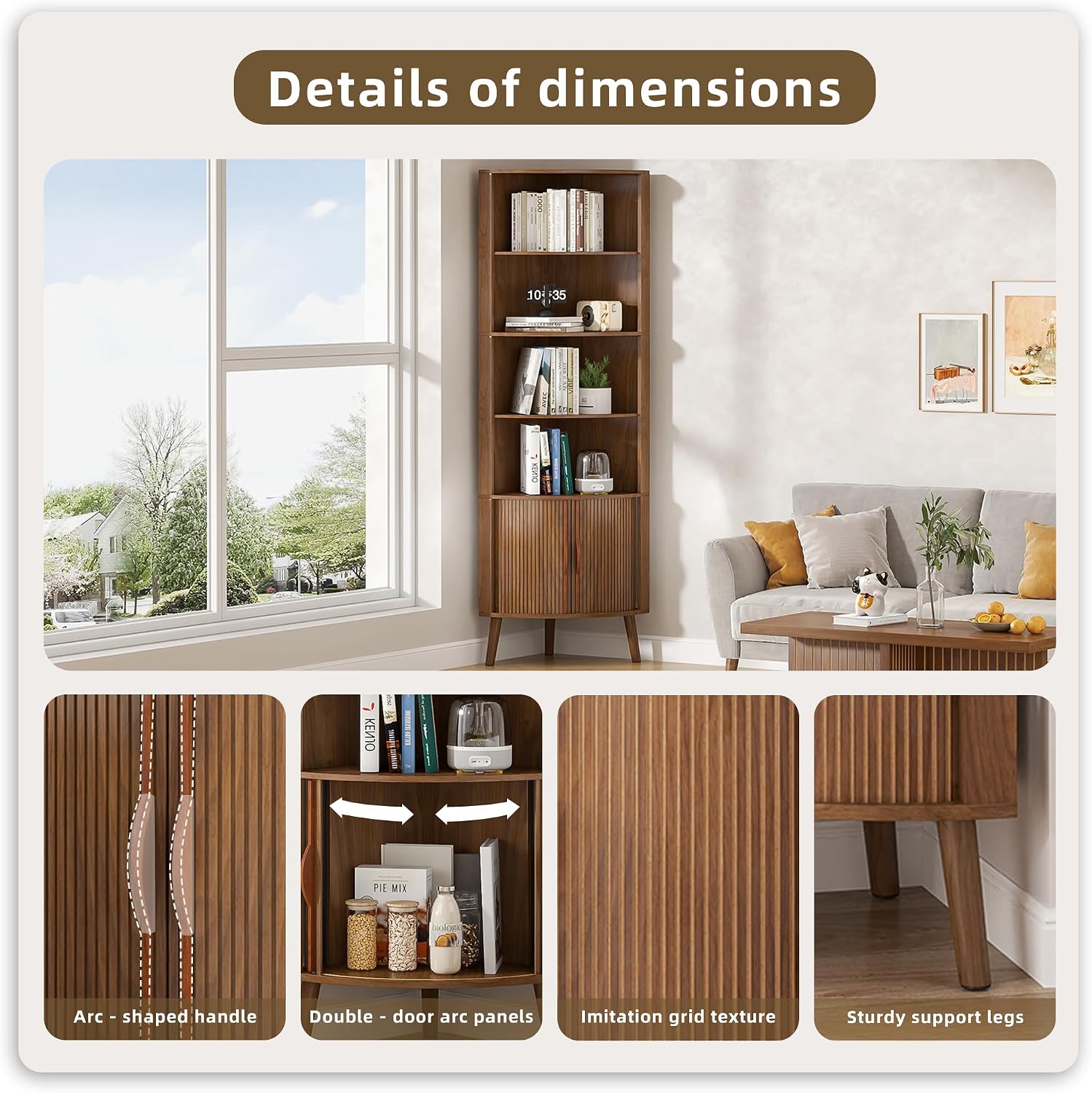5-Tier Corner Shelf, 66.73''Ta - Bookshelf 5 Tier ulasan dan harga