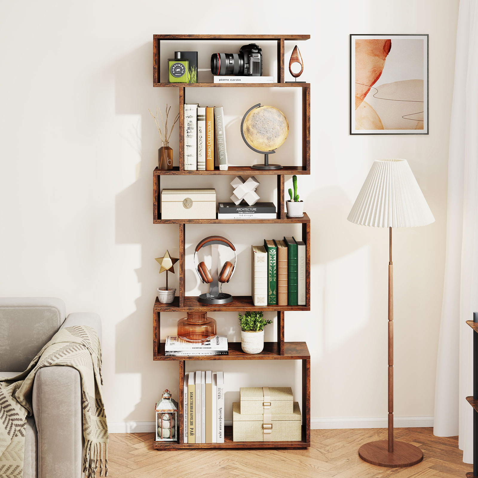 6-tier Storage Bookshelf S-sha - Bookshelf 5 Tier ulasan dan harga