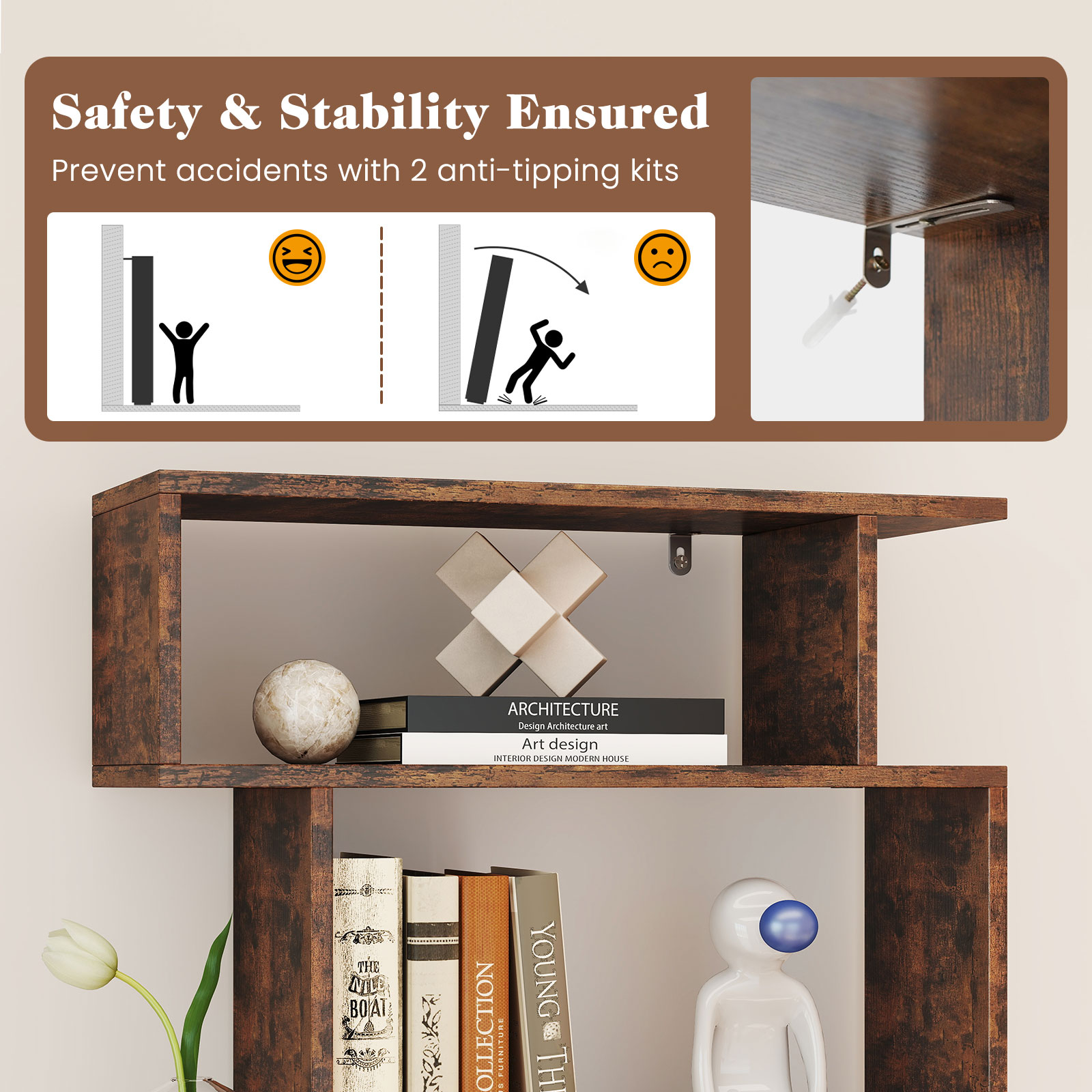 6-tier Storage Bookshelf S-sha - Bookshelf 5 Tier ulasan dan harga