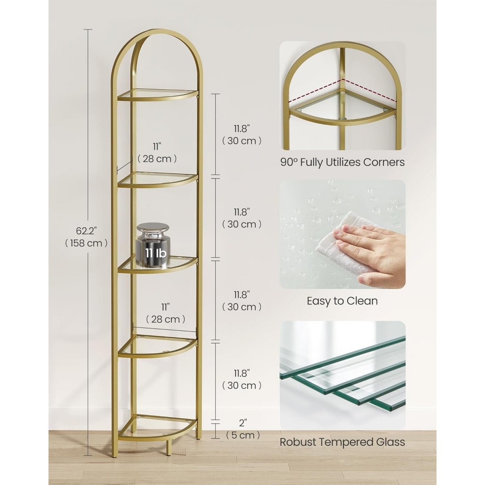 5-Tier Corner Shelf Stand, Cor - Bookshelf 5 Tier ulasan dan harga