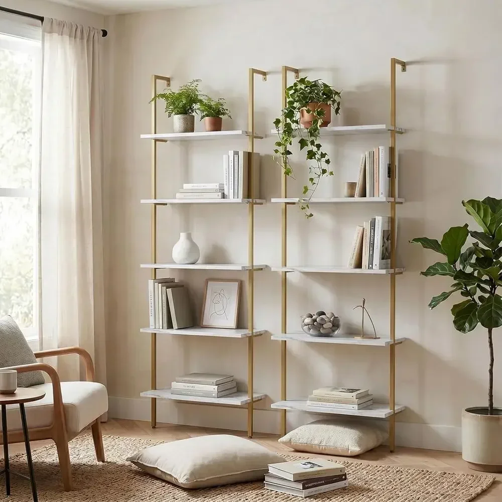 5-Tier White Marble Wall-Mount - Bookshelf 5 Tier ulasan dan harga