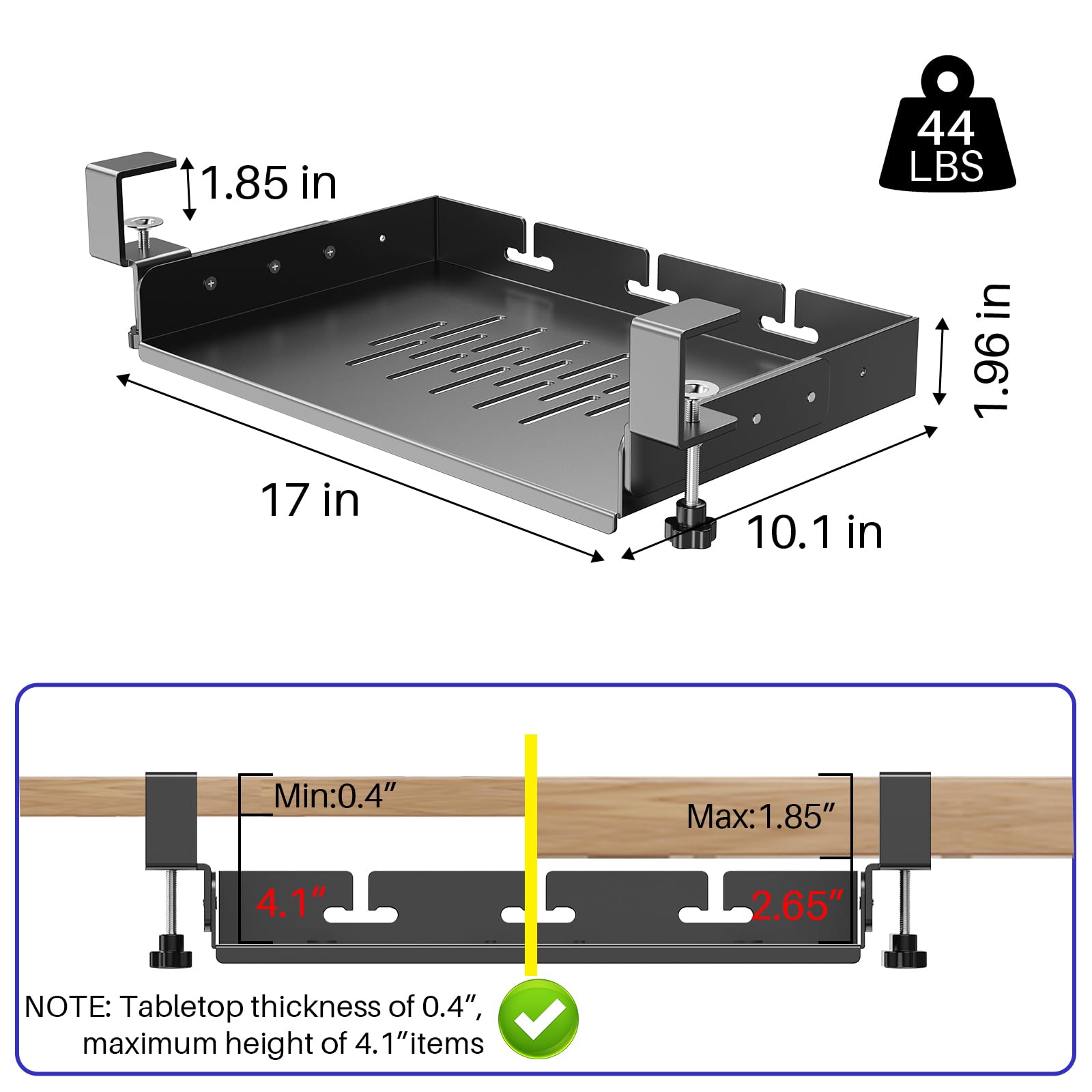 No Drill Under Desk Laptop Mou - Cable Tray Under Desk ulasan dan harga
