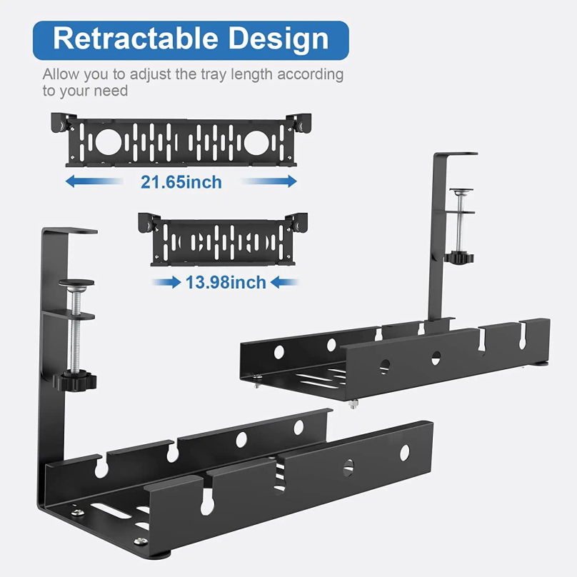 No Drilling Extendable Under D - Cable Tray Under Desk ulasan dan harga