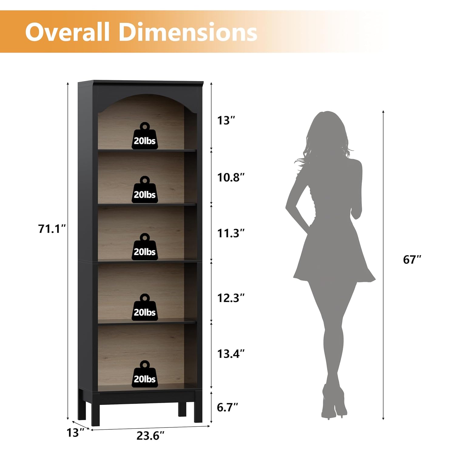 Arched Bookshelf with 5 Tier O - Bookshelf 5 Tier ulasan dan harga