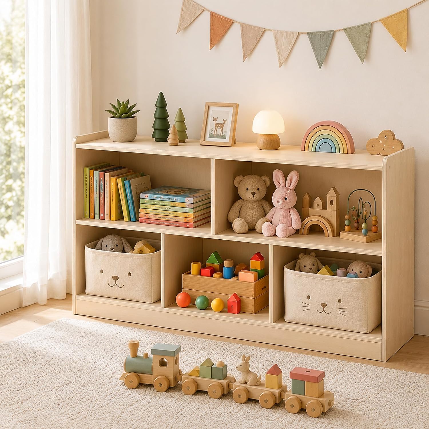 Wooden 5-Section Montessori To - Bookshelf 5 Tier ulasan dan harga