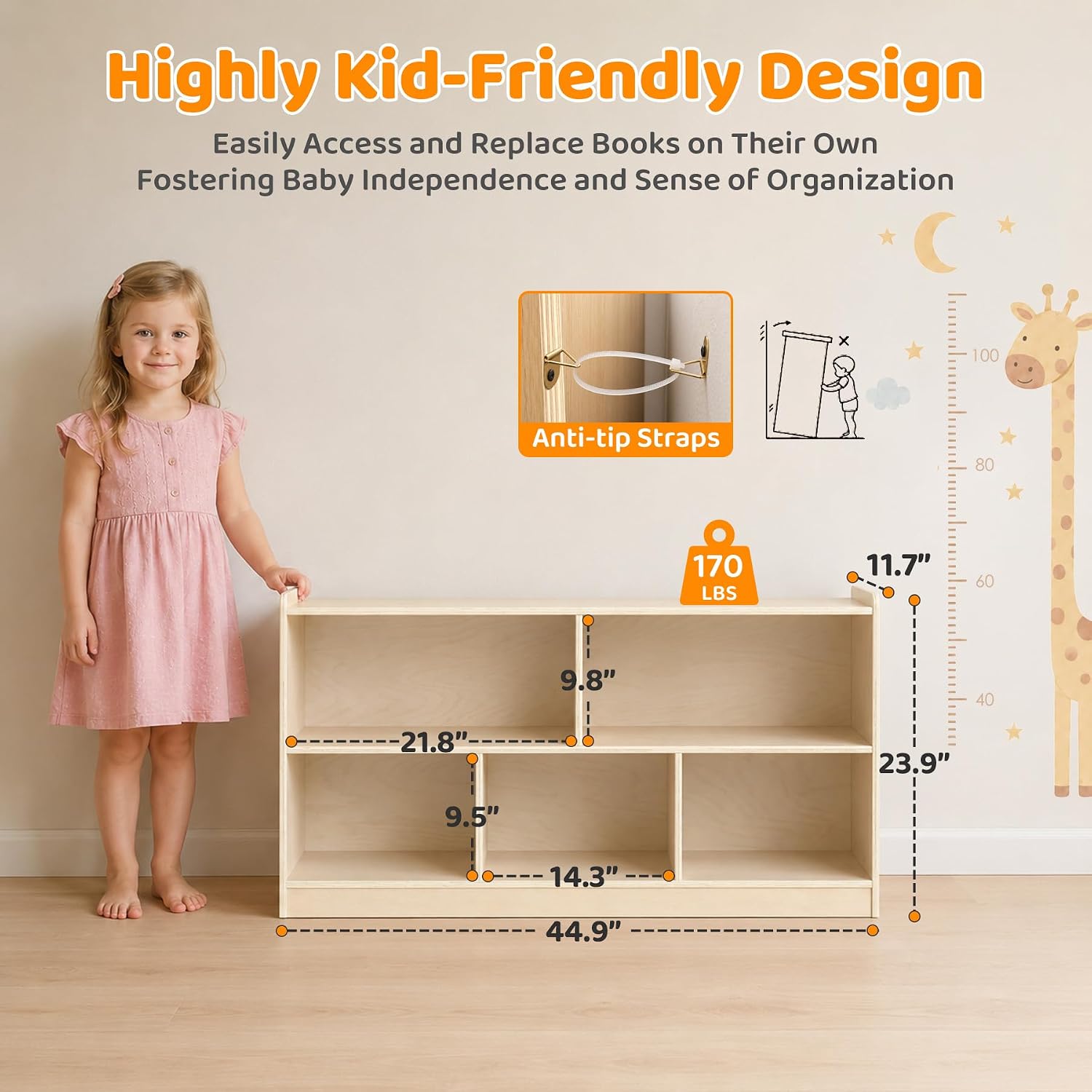 Wooden 5-Section Montessori To - Bookshelf 5 Tier ulasan dan harga