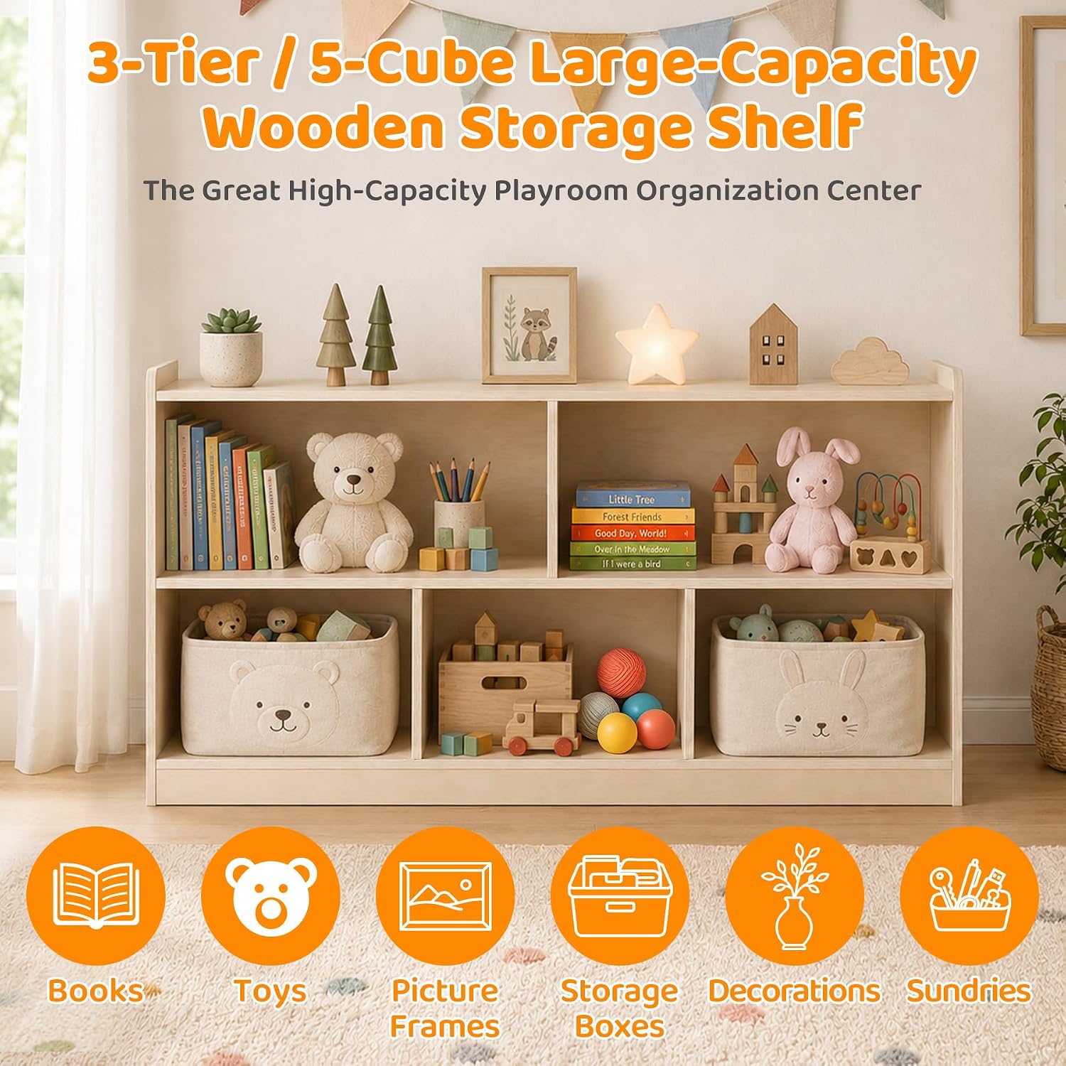Wooden 5-Section Montessori To - Bookshelf 5 Tier ulasan dan harga