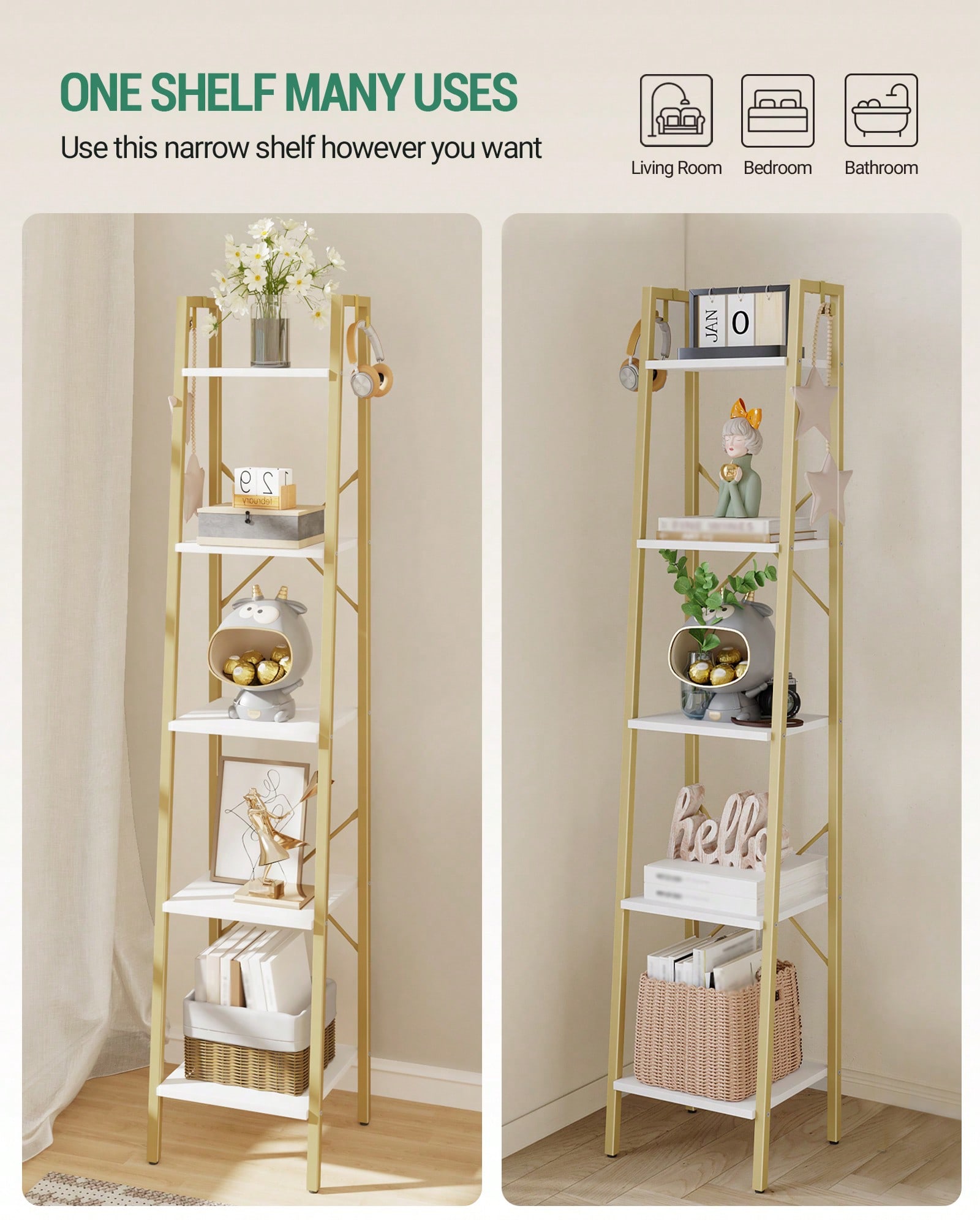 5 Tier Ladder Shelf Modern Gla - Bookshelf 5 Tier ulasan dan harga