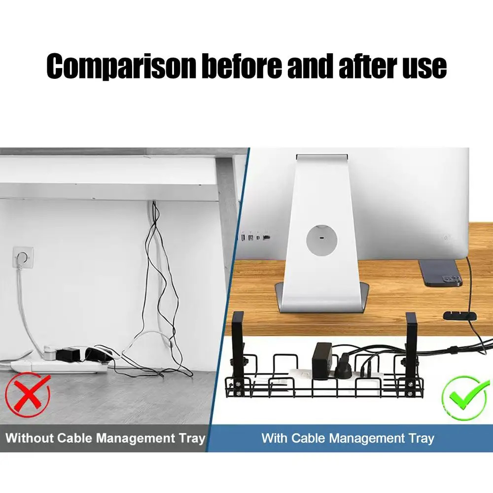 Cable Management Box Under Des - Cable Tray Under Desk ulasan dan harga