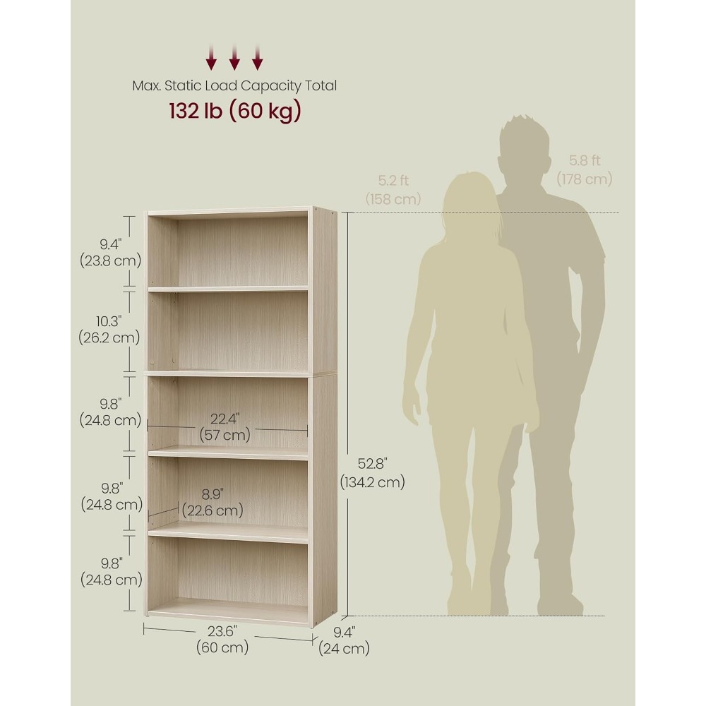 VASAGLE CUSTOS Collection - Bo - Bookshelf 5 Tier ulasan dan harga