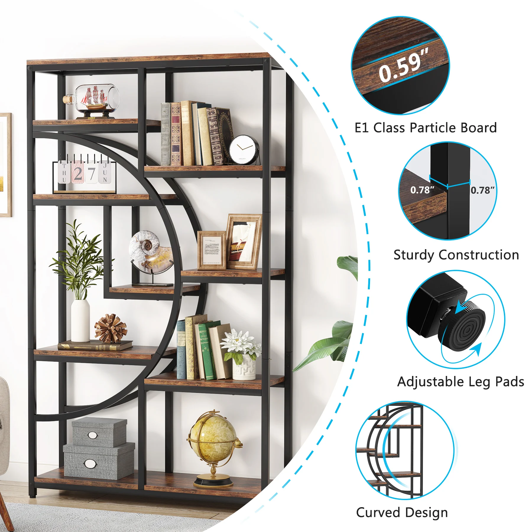 Tribesigns Bookshelf Industria - Bookshelf 5 Tier ulasan dan harga