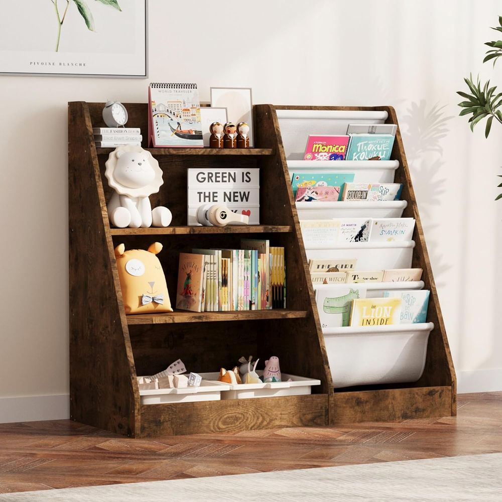 4-Tier Wooden Toddler Bookshel - Bookshelf 5 Tier ulasan dan harga
