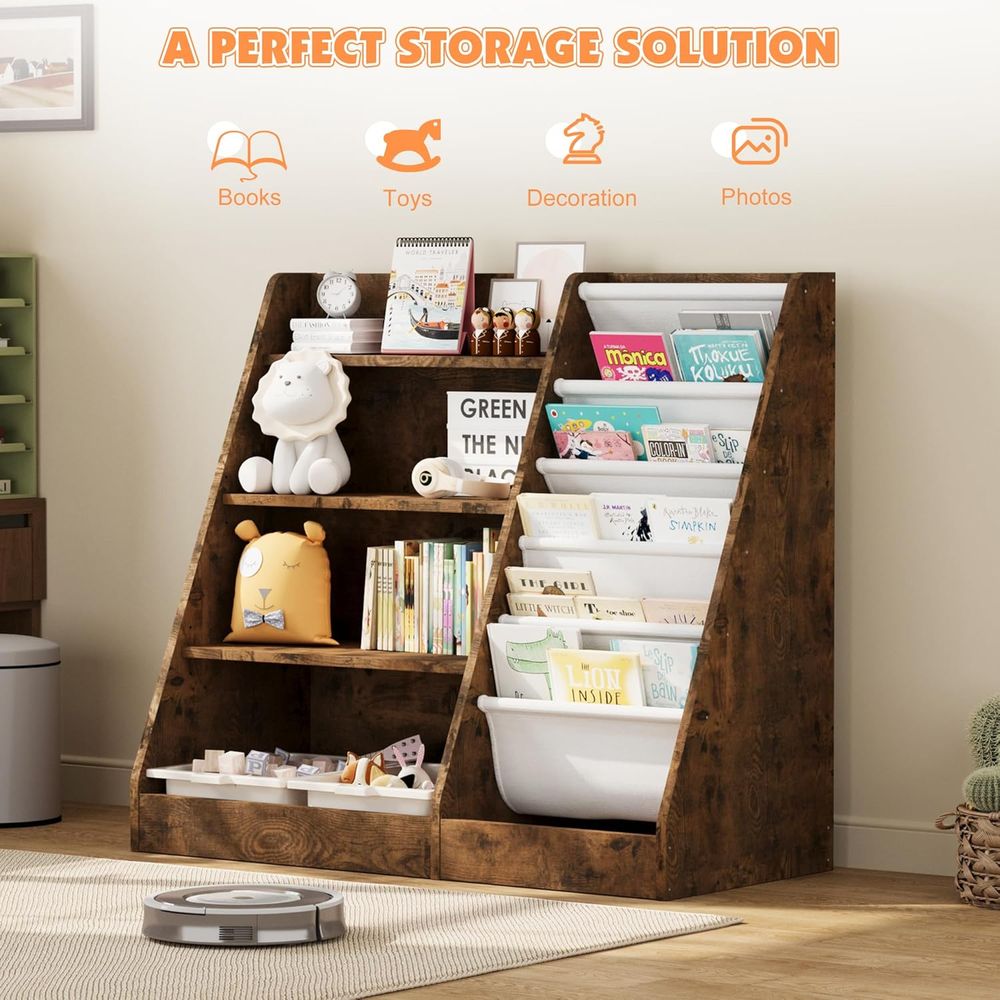 4-Tier Wooden Toddler Bookshel - Bookshelf 5 Tier ulasan dan harga